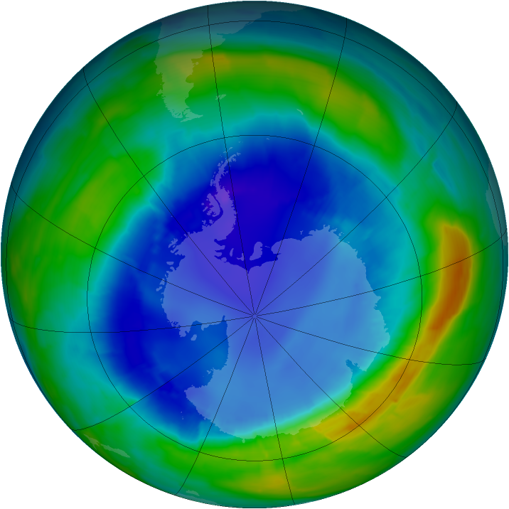 Antarctic ozone map for 24 August 2013